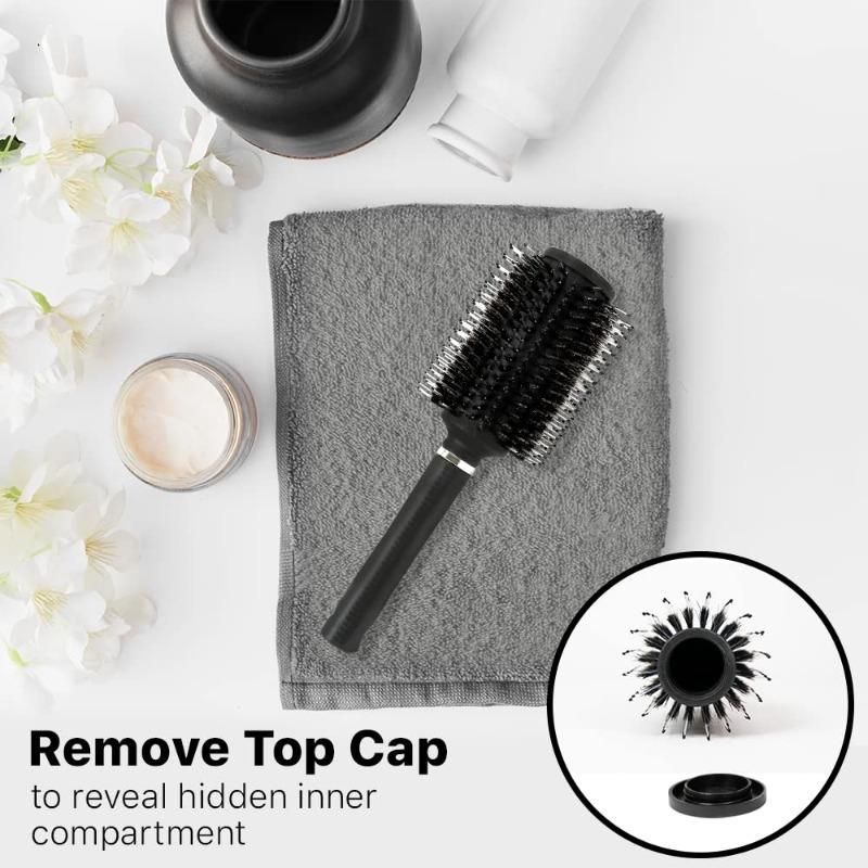 Spazzola Rotonda per Capelli con Scomparto Nascosto Segreto Contenitore Sicuro per Contanti Gioielli Oggetti di Valore, per Viaggio o Uso Domestico