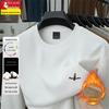 Men's Thickened Velvet Woodpecker Hoodie - Long Sleeve, Round Neck, Solid Color Cotton T-Shirt for Autumn/Winter
