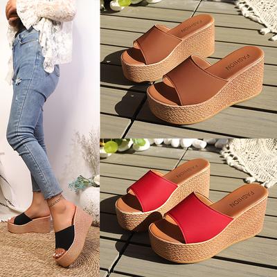 Sandales Compensées pour Femmes d'Été Chaussures Plateforme Mode Chaussures d'Extérieur Décontractées Légères Tendance Élégantes Sandales à Talons Hauts