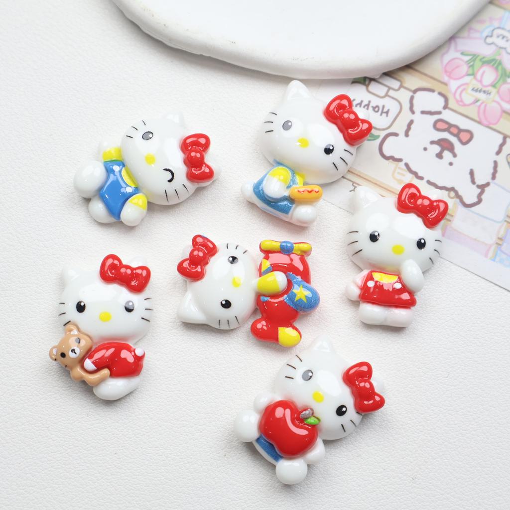 24/120PCS Cartoon DIY Accessories Apple Kitten DIY Resin Accessories Phone Case Hair Clip Keychain Pendant Accessories