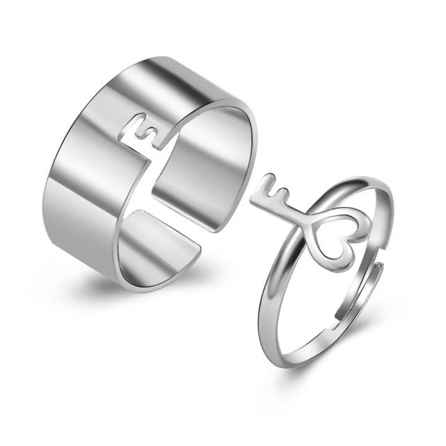 

Trendy Fashionable Heart Rings Set Love Rings Couples Lovers Men Women Girls Valentine S Day Celebration Gathering Giveaway Present Girfriend Nuptial