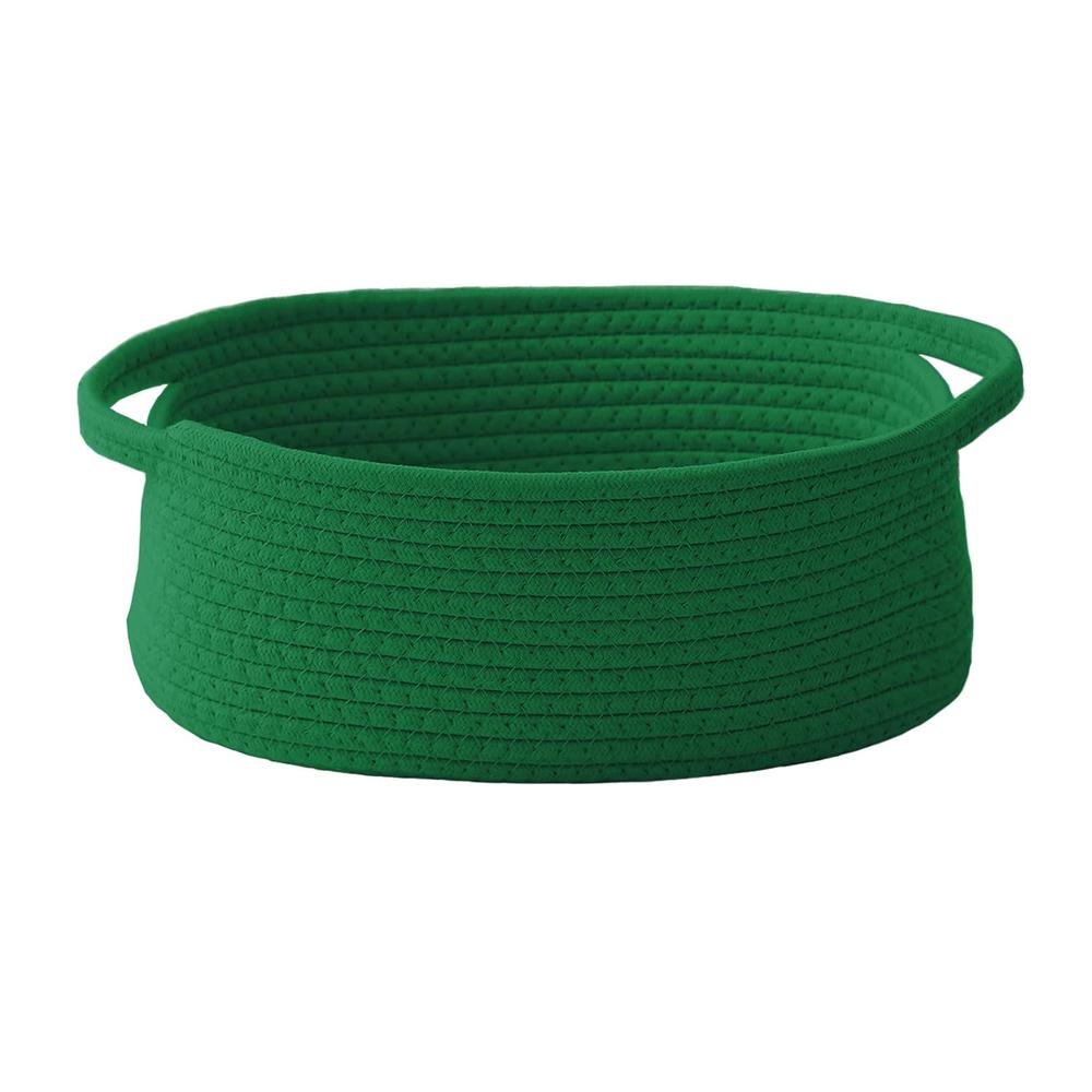 

Small Rope Storage Bin With Handles And Ribbon Bag Organizer For Shelves And Closets Empty Gift Basket For Birthday зелёный