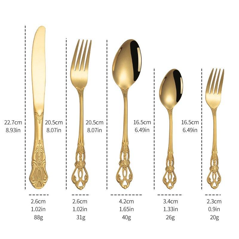 Royal Tableware Set Embossed Retro Stainless Steel Knife, Fork, Spoon Hotel Western Food Knife, Fork CST