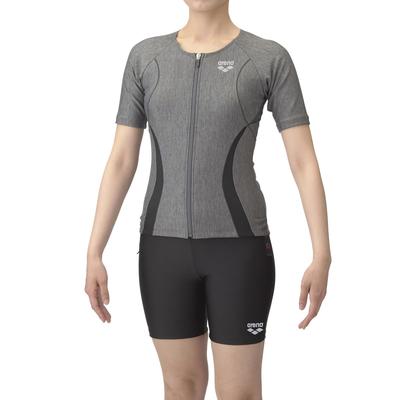 Badebekleidung Fitness Separates Grau x Schwarz 2XO [Arena] (Bezug Rücken/Mittelbein/Einlegepolster) Damen (GYBK)