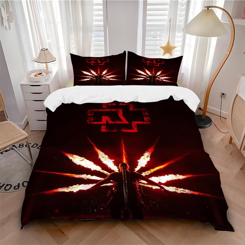 

3pcs bedding set Rammstein Includes 1 Comforter+2 Pillowcases, Without Pillow Inserts, Soft Comfortable, Lightweight Breathable222 135x200cm