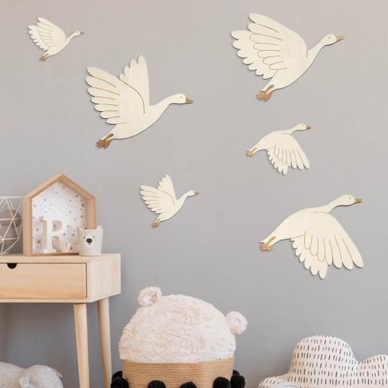 6 Stück/Set Holzmöwe Wanddekoration Bauernhaus Rustikal Seevogel Wandkunst Skulptur Zuhause Wohnzimmer Badezimmer Wand Dekoschild