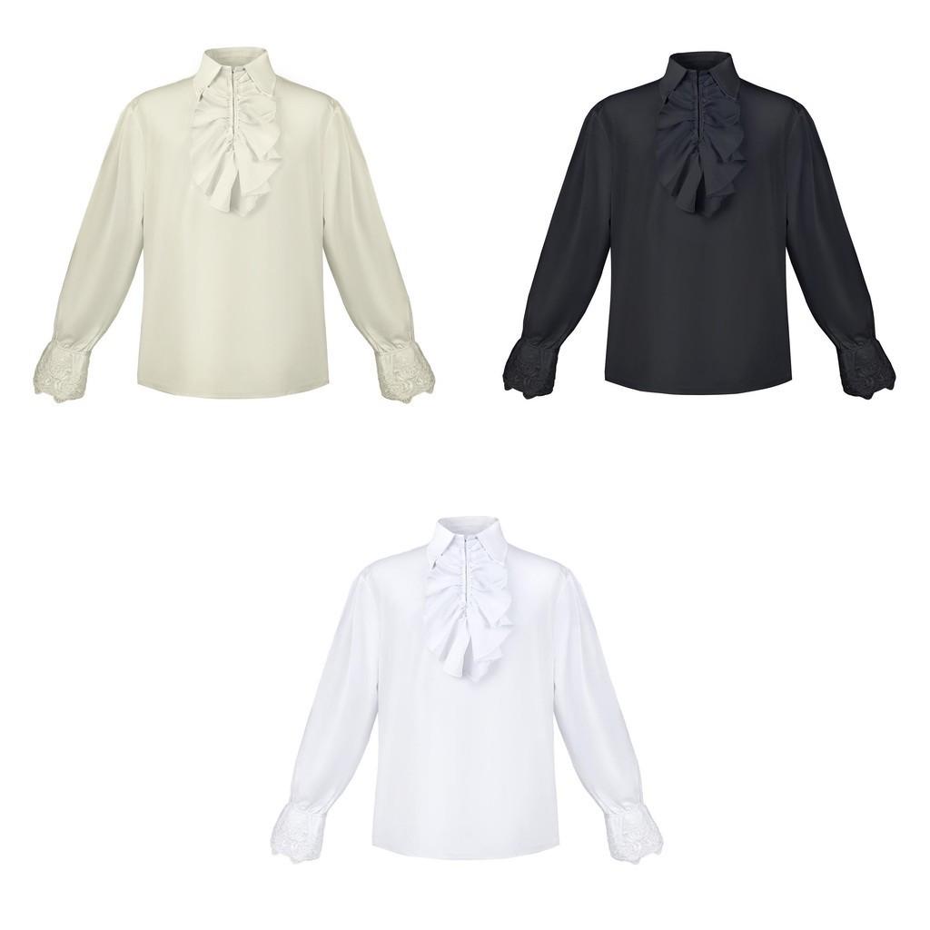 Medieval Halloween Vampire Renaissance Steampunk Long Sleeve Ruffle Collar Shirt For Cosplay Performance