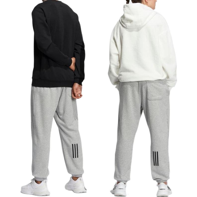 Adidas Alphabet Print Elastic Waist Casual Pants Unisex Bottoms Light-Heather-Grey IA9434