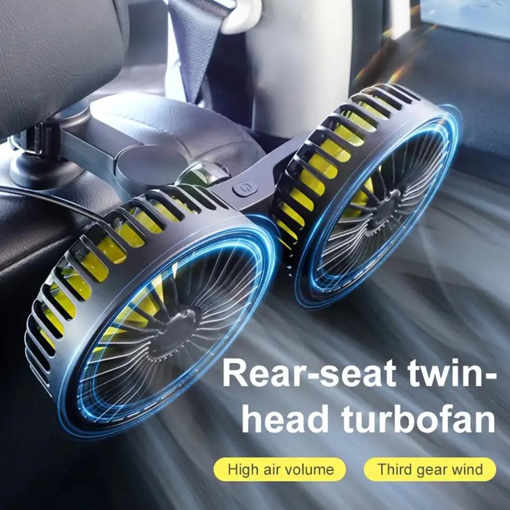 Car Seat Cooling Fan USB Dual Head Fan 360 Degree Rotation Neck Cooler Automotive Electric Fan 3 Speeds Car Accessories
