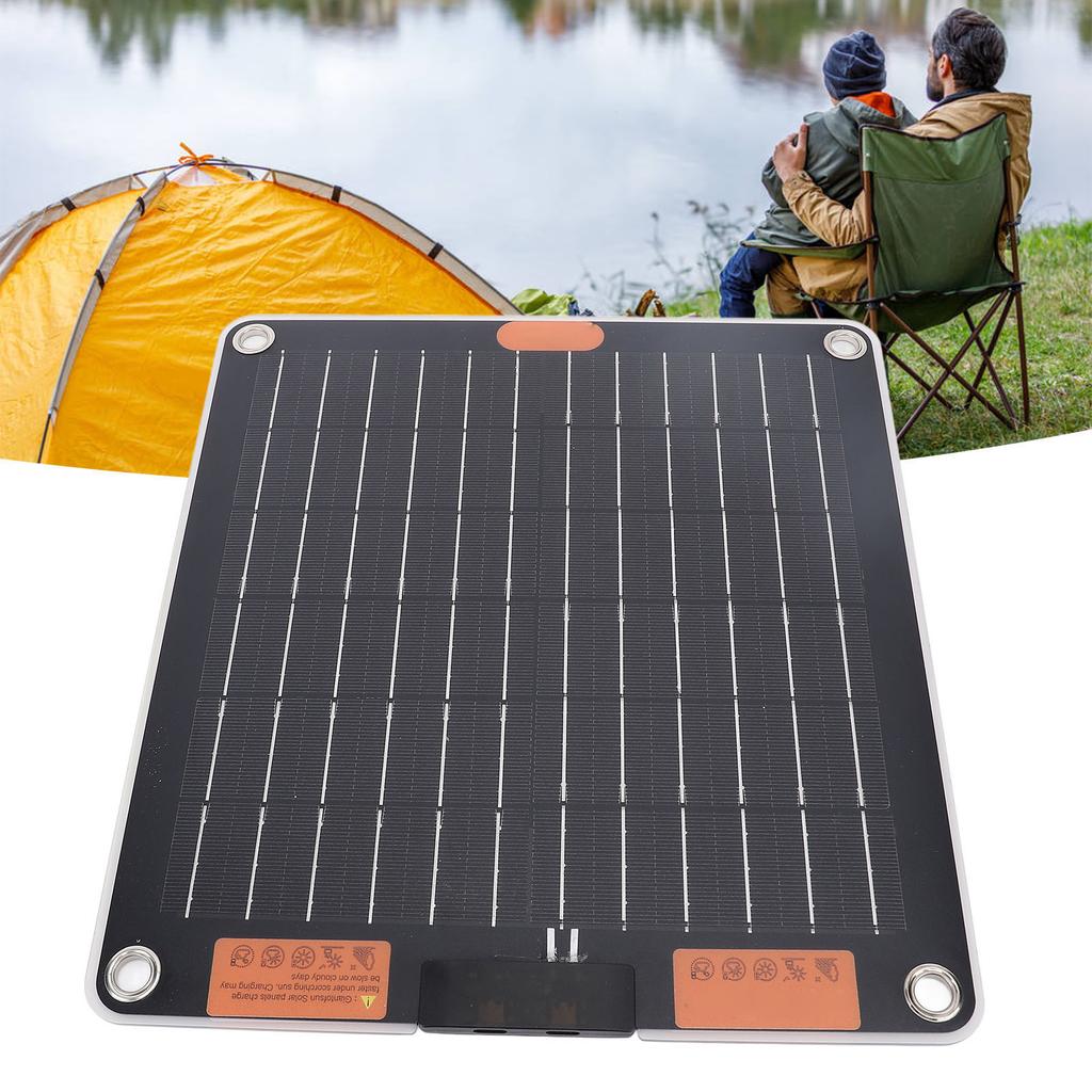 20W Dual TYPE C Output Solar Panel Thin Portable Lightweight Solar Panel with Dual TYPE C 5V 2A Output for Travel Camping with Monocrystalline S