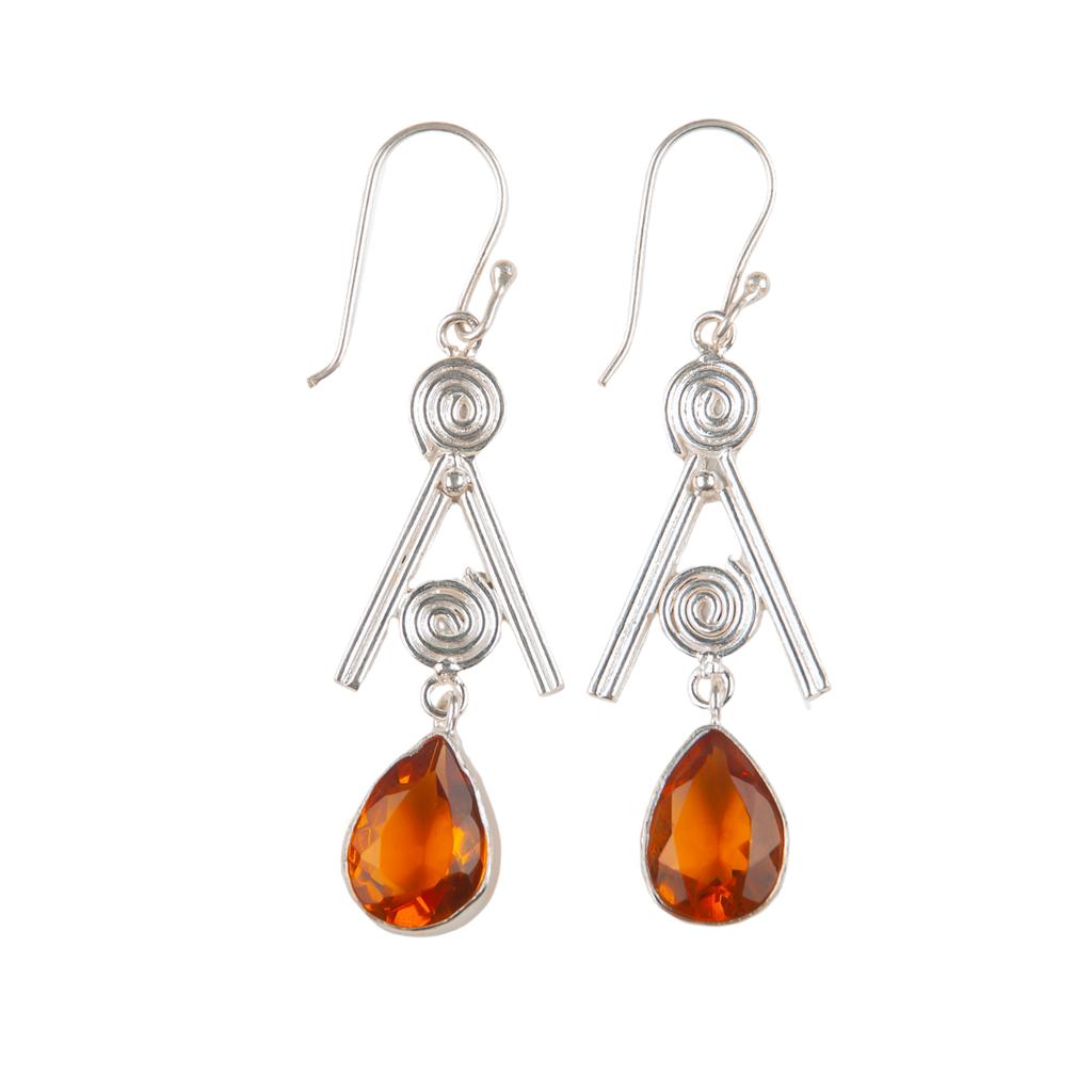 Citrine Gemstone 925 Sterling Silver Jewelry Handmade Drop/Dangle Earrings 2.4" EE-86-1