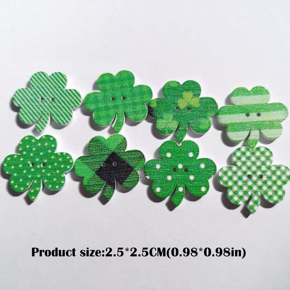 50 szt. Drewniane akcesoria rzemieślnicze Retro ozdoby odzieżowe Nowe zielone guziki w kształcie koniczyny