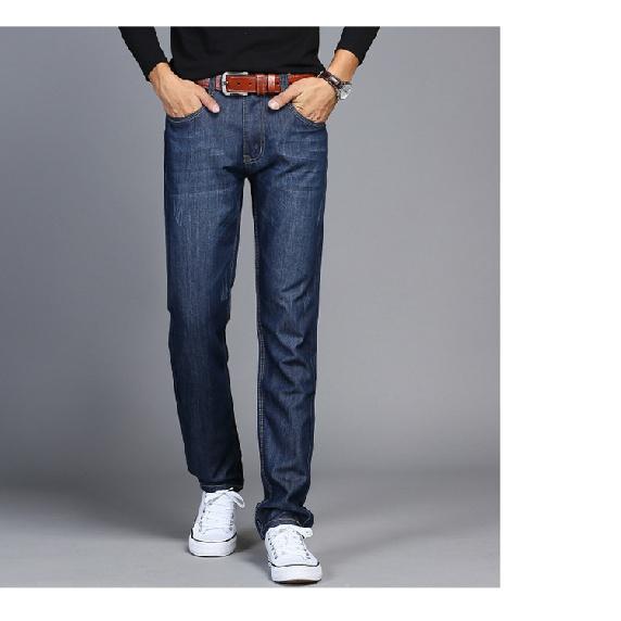 

Осенние тонкие мужские джинсы облегающие повседневные длинные брюки корейского стиля модный бренд осень прямые универсальные 38 темно-синий