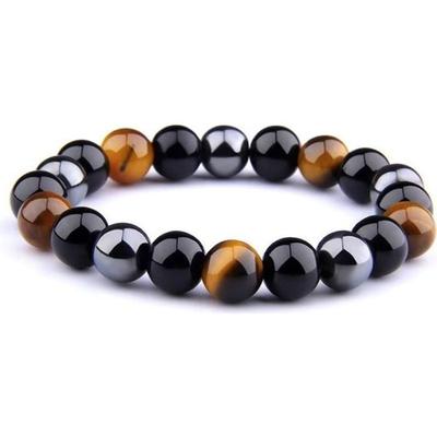 Bracelet - SHOP-STORY - Triple Protection - Tiger's Eye - Hematite - Black Obsidian