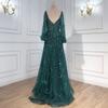 Elegant Gold Sequin Beaded Evening Gown With Puff Sleeves Mermaid Silhouette Zipper Back Wedding Party Prom Gala