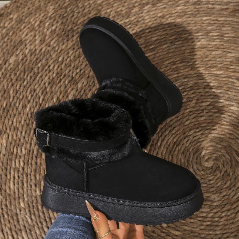 Foreign trade new large size plush thick-soled cotton shoes women's thickened color matching warm short snow boots