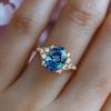 Huitan Oval Sky Blue Cubic Zirconia Rings for Women Rose Gold /Gold Luxury Trendy Wedding Accessories Female Jewelry
