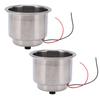 2PCS Luminous Cup Holder Insert 8 LEDs 304 Stainless Steel with Draining Hole for Marine Boat CarRed LED