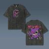 T-shirt Oversize Lavata Stampa Gengar Vintage Lavata a Maniche Corte da Uomo e Donna Moda Estiva 2026 Abbigliamento