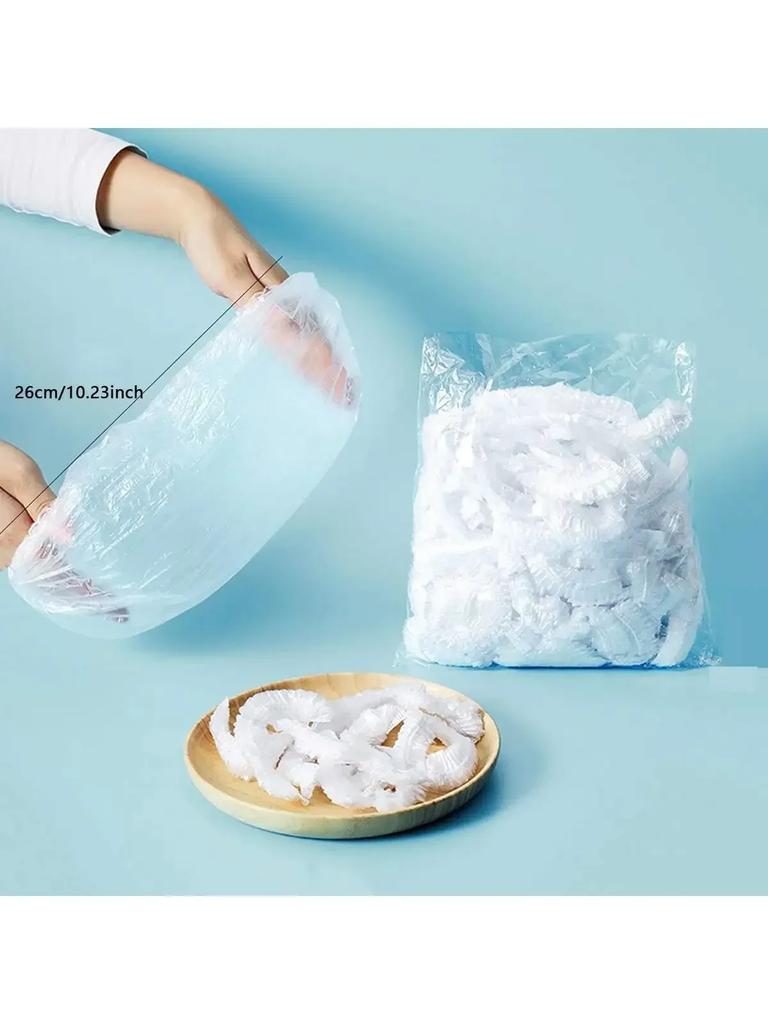100-300PCS-Transparent Disposable Food Covers Plastic Fresh-keeping Food Cover Elastic Shoe Cover Shower Headgear Bags Wholesale