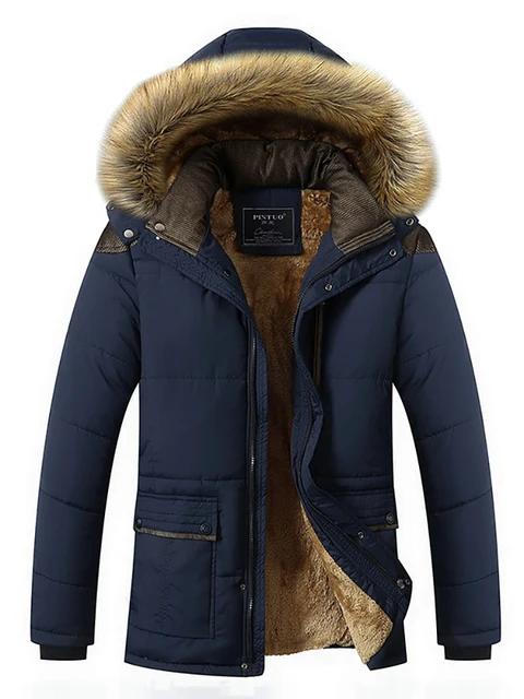 Coat Windproof Male Parkas Plus Size Fur Collar Hooded Men Thick Winter Jacket New Fashion Warm Wool Liner Man Jacket
