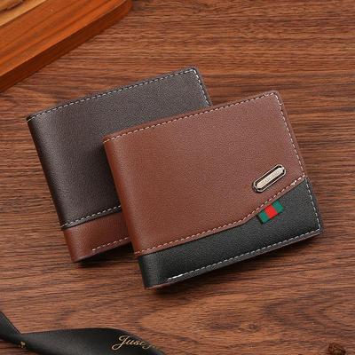 Cartera de Cuero Retro Patchwork para Hombre con Múltiples Ranuras para Tarjetas - Cartera Corta Suave para Dólares