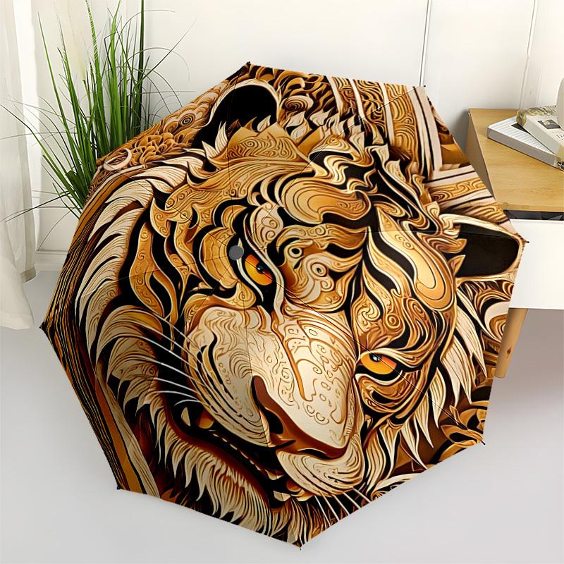 1PC Tiger Print Automatic Open/close, All-Season Portable Folding Umbrella for Women & Men yy250919163