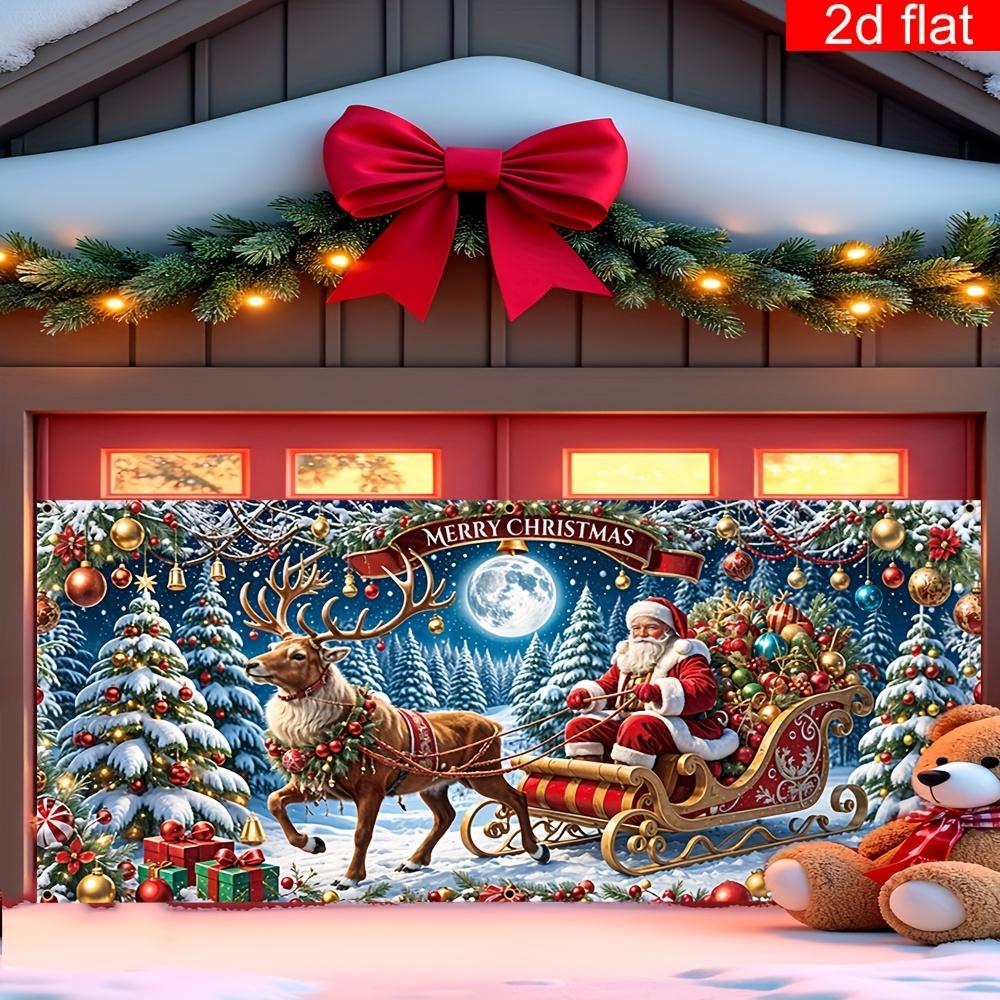 1pc2D flat banner background cloth, Santa Claus and reindeer sleigh decoration, suitable for home, party, no power required——wzy