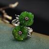 Natural Jade Double-Headed Plum Blossom Adjustable Ring - Retro Classical Style Mother's Gift