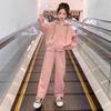 Girls' Autumn Sporty Set: Hooded Sweatshirt & Wide-Leg Pants Two-Piece