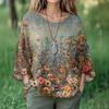 Summer Tops For Women Cute V Neck 3/4 Sleeve Blouses Floral Print Top Casual Shirts