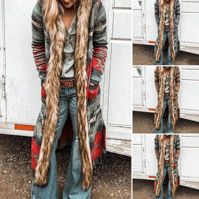 Damska długa kurtka z rozcięciem, damska odzież wierzchnia w stylu Retro w długim stylu Streetwear