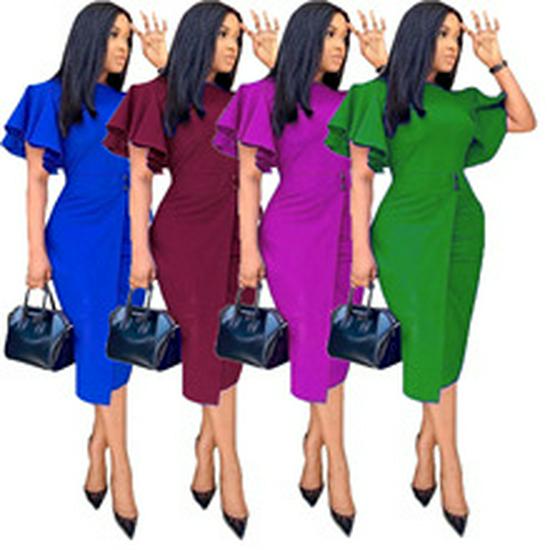 Evropské a americké dámské áčkové šaty s hlubokým výstřihem do V, africké večerní šaty