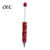 Decorative Diamond Craft Pen Beadable Pens, Bling Rhinestone Beaded DIY Bead Pen, Crystal Shaft Exquisite Stationery Black Ink Ballpoint Pens