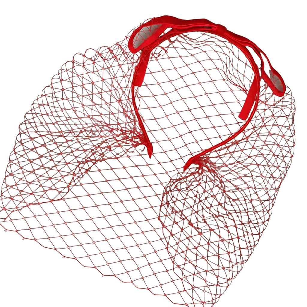 Elegant Fascinator Headband with Veil Vintage French Styles Hairhoop with Bowknot for Women Teaparty and Cocktail Event