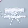 2Pcs Trimmed Lace Bowknot Bridal Garters Set for Engagement Party Accessory Gift