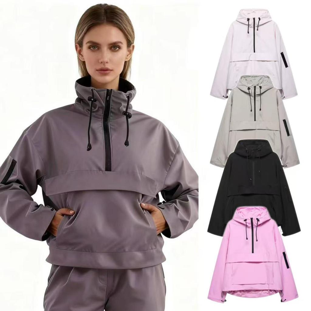 Women's Half-Zip Hooded Sweatshirt In 5 Colors