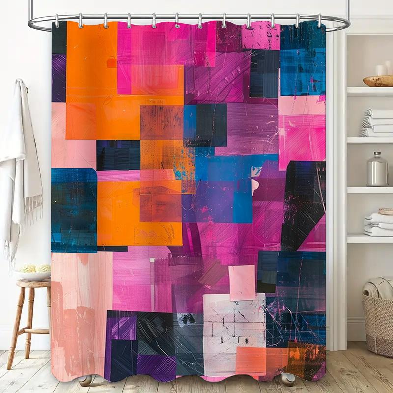 Colorful Modern Shower Curtain Abstract Design Bath Decor for Home Decoration Waterproof Fabric Available in Multiple Sizes on A