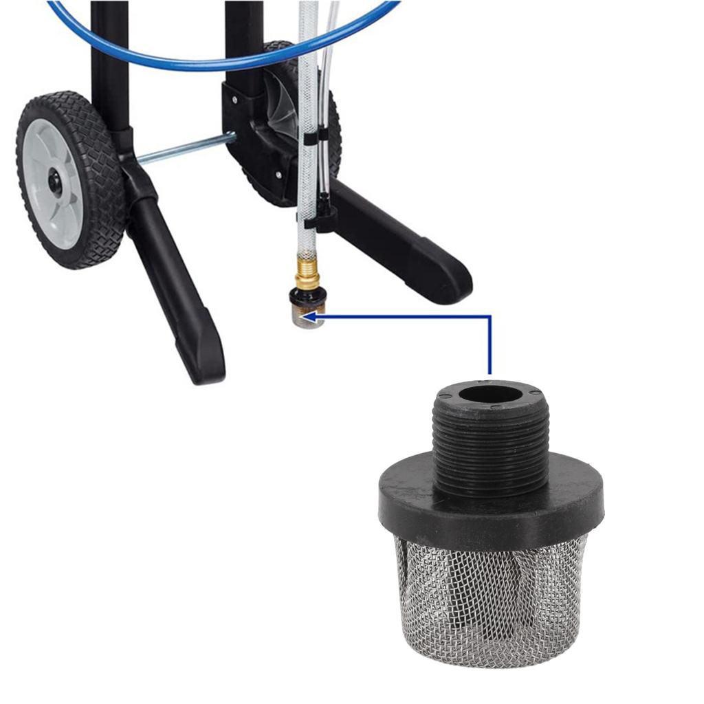 Airless Sprayer Painter Inlet Strainer Extended Pump Life Plastic And Metal 3/4 Inch Inlet Screen Black And Silver