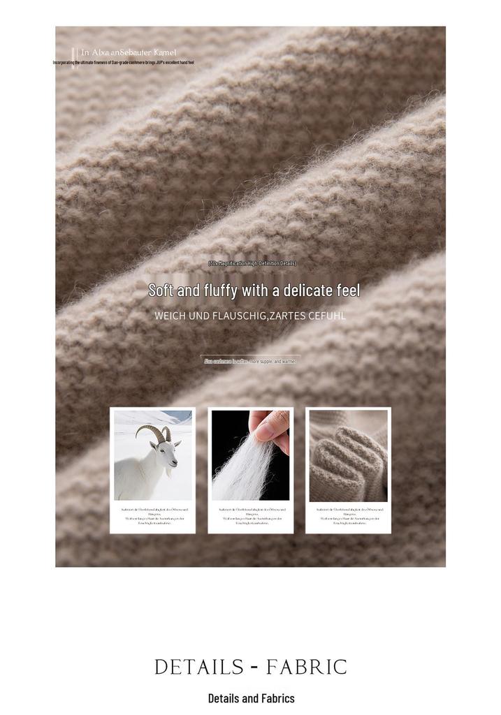 Women's Loose Cashmere Hooded Half-Zip Pullover - Autumn & Winter Cross-Border Knit Sweater