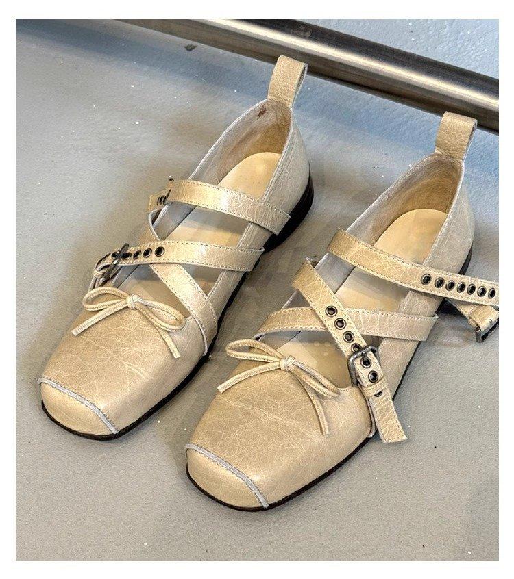 

Retro fashion polished belt buckle ballet shoes women s 2025 spring new flat-bottomed versatile Mary Jane single shoes 40 абрикосовый