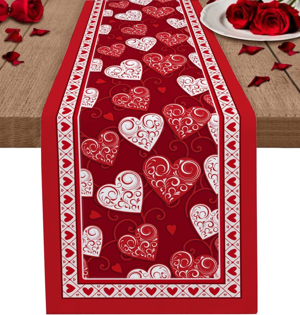 Desktop Ornaments Love Table Flag Tablecloth 33*183cm Table Runner For Festive Atmosphere Event Decoration Valentine's Day Party