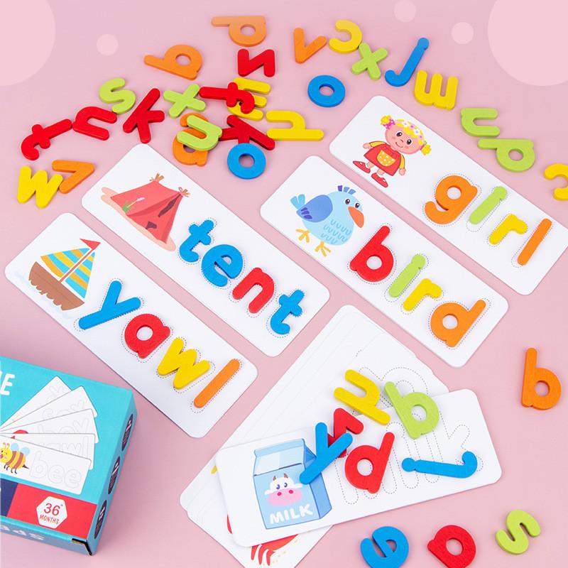 Words Spell Wooden Puzzle For Kids Early Education Cognitive Toy Stimulating