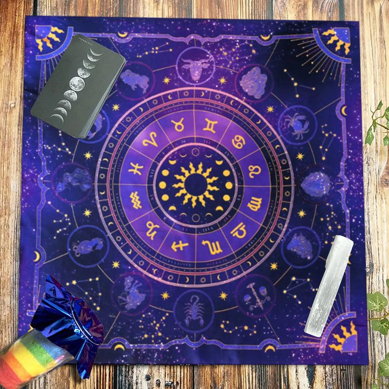 1pc Tarot Card Tablecloth 12 Zodiac Card Game Fortune Telling Card Mat Board Game Cloth Tablecloth Decoration Home Decor