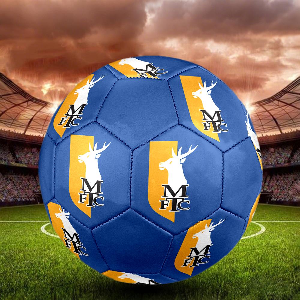 Pallone da Calcio Mansfield Town FC taglia 5, colorato, adatto a tutte le età, cucito a macchina, materiale PVC, qualità da competizione, durevole e ad alto rimbalzo