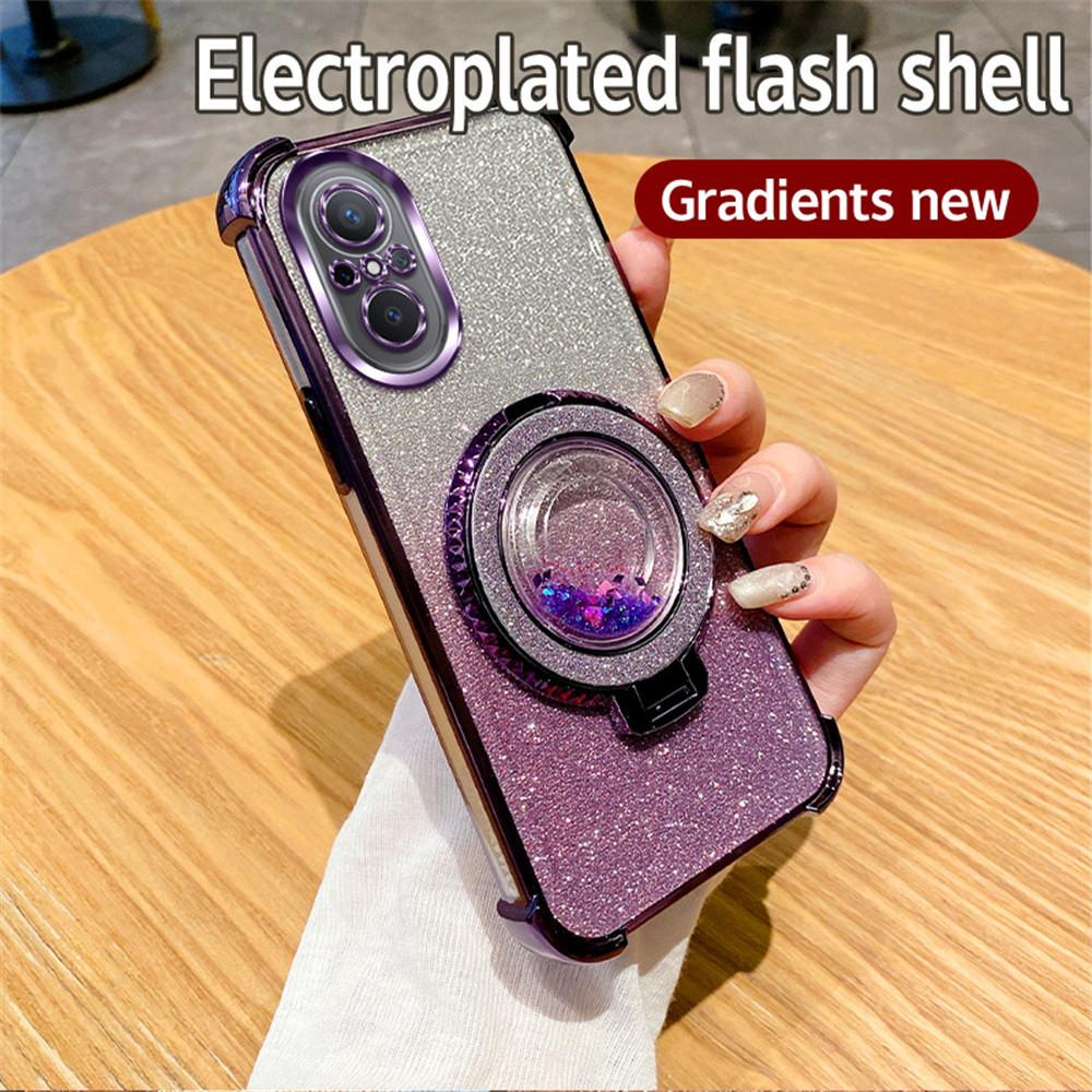 Magnetic Quicksand Bracket Phone Case For Huawei Nova 10 Pro 12 11 10 7 9 8 Pro SE Gradient Glitter Stand Shockproof Soft Cover