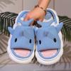 spot cartoon shark open-toed slippers female cute home indoor sweat-absorbing four-season linen slippers couple