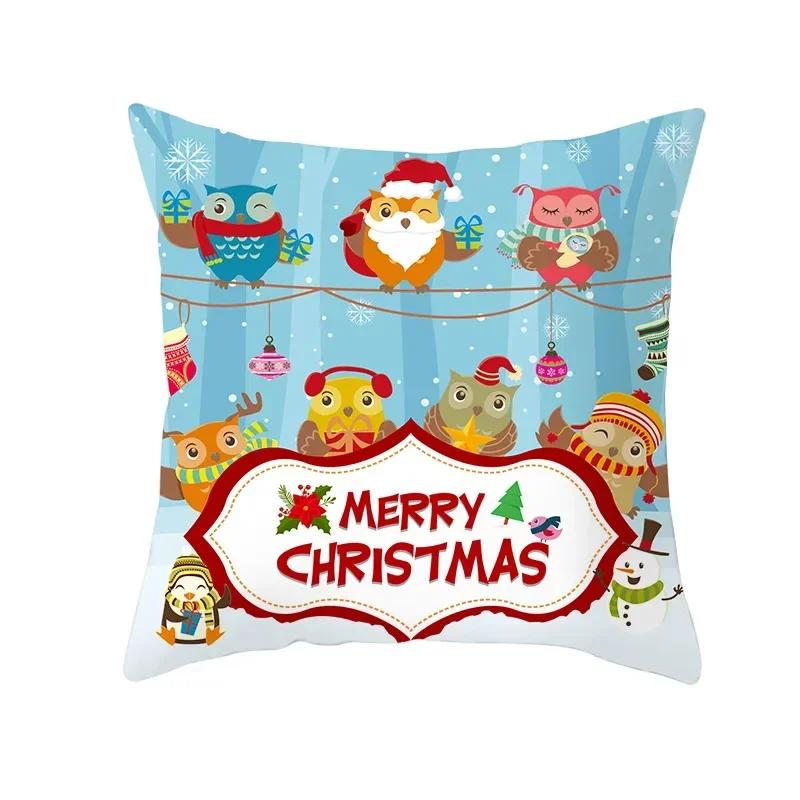 Polyester Fiber Green Series Christmas 2024 Pillow Cover Sofa Cushion Home Decorative Pillows Cover