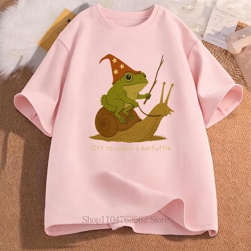 Magic Frog Cartoon Print Tshirts Unisex Women Clothing Summer Vintage Casual Fashion Oversized ONeck Short Sleeve Tops Tshirts