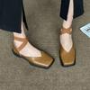 Flats Mary Jane Flat Green Normal Leather Casual Women's Shoes Square Toe Japanese Style Lolita Ladies Footwear Gothic Fashion